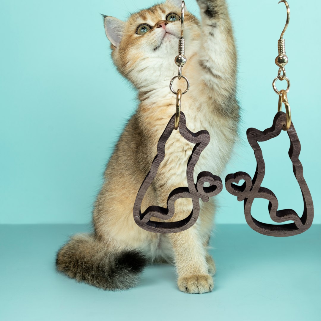Cat outline dangle earrings (2)