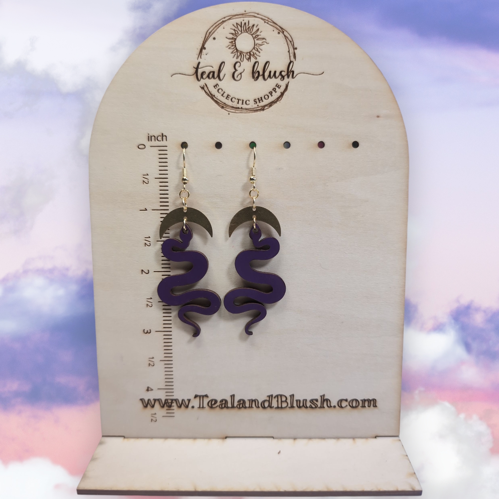Purple Snake and Moon Earrings (3)