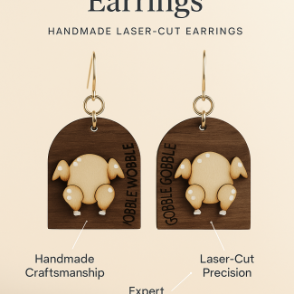 🦃 "Gobble Glam" Laser-Cut Turkey Earrings